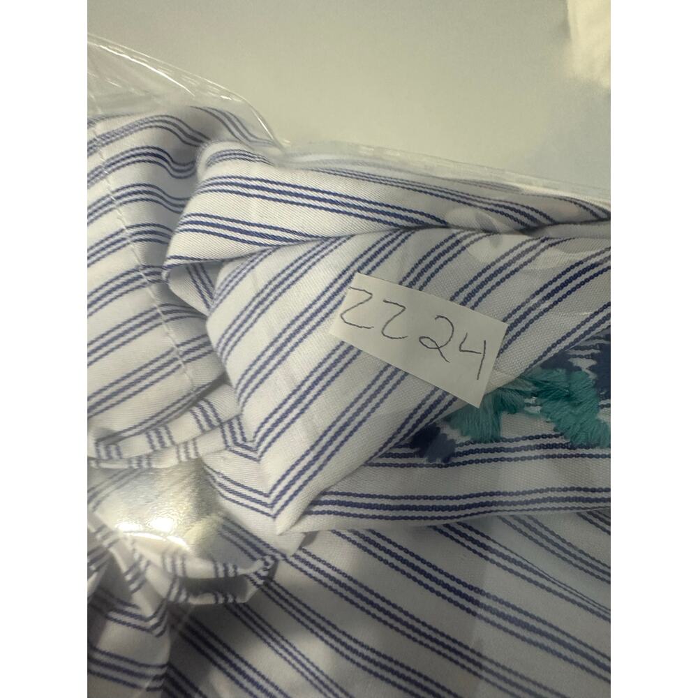 J.Marie Embroidered Tank Top Blouse Sz M Blue White Stripe Nice! - Picture 6 of 6